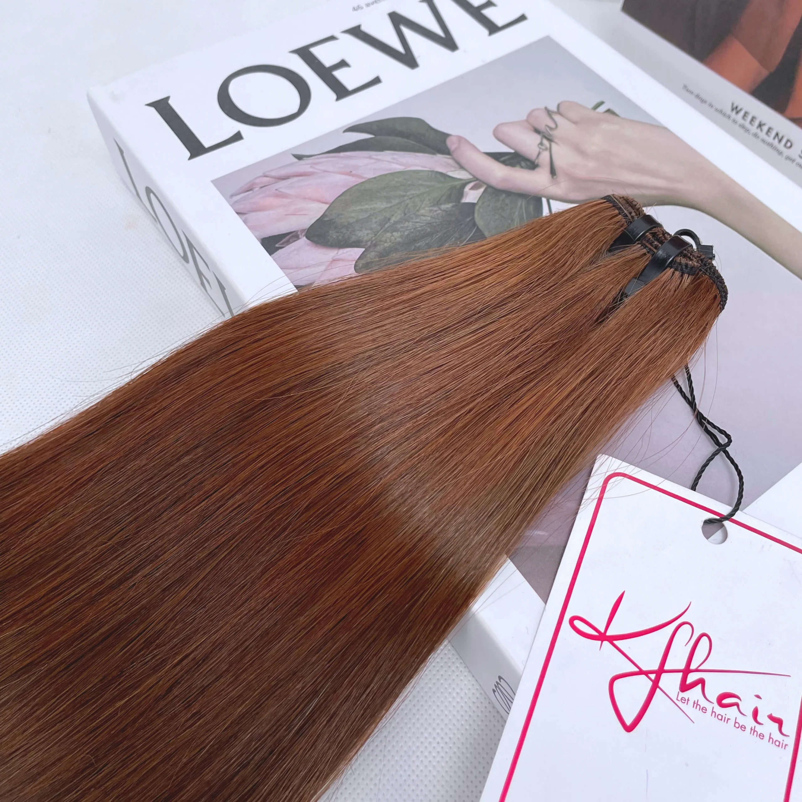 Dark Brown Color Bone Straight Remy Human Hair Weft KF01