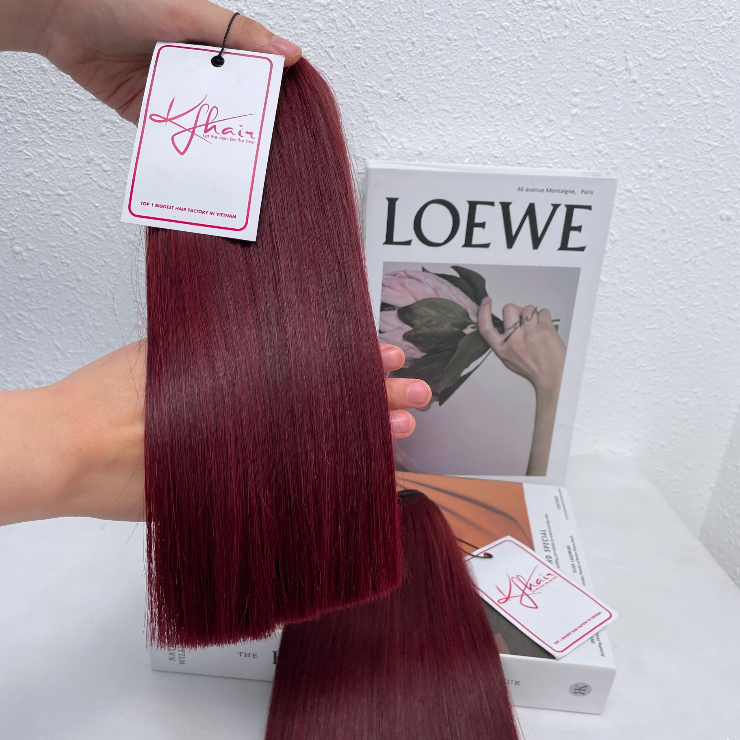 Burgundy Color Bone Straight Remy Human Hair Weft KF05 - Image 5
