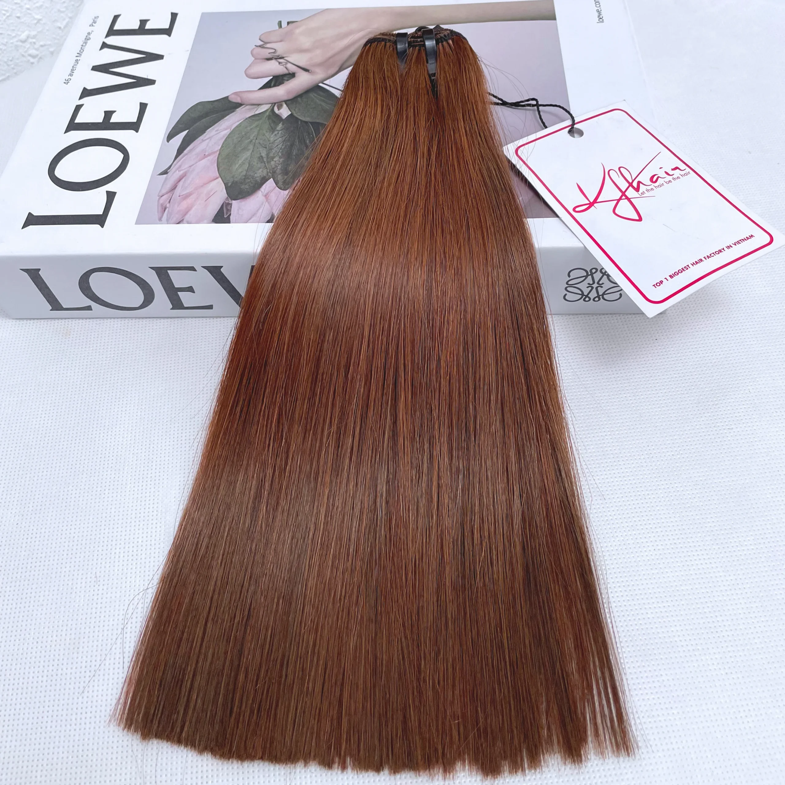 Chocolate Brown Color Bone Straight Remy Human Hair Weft KF02 - Image 3