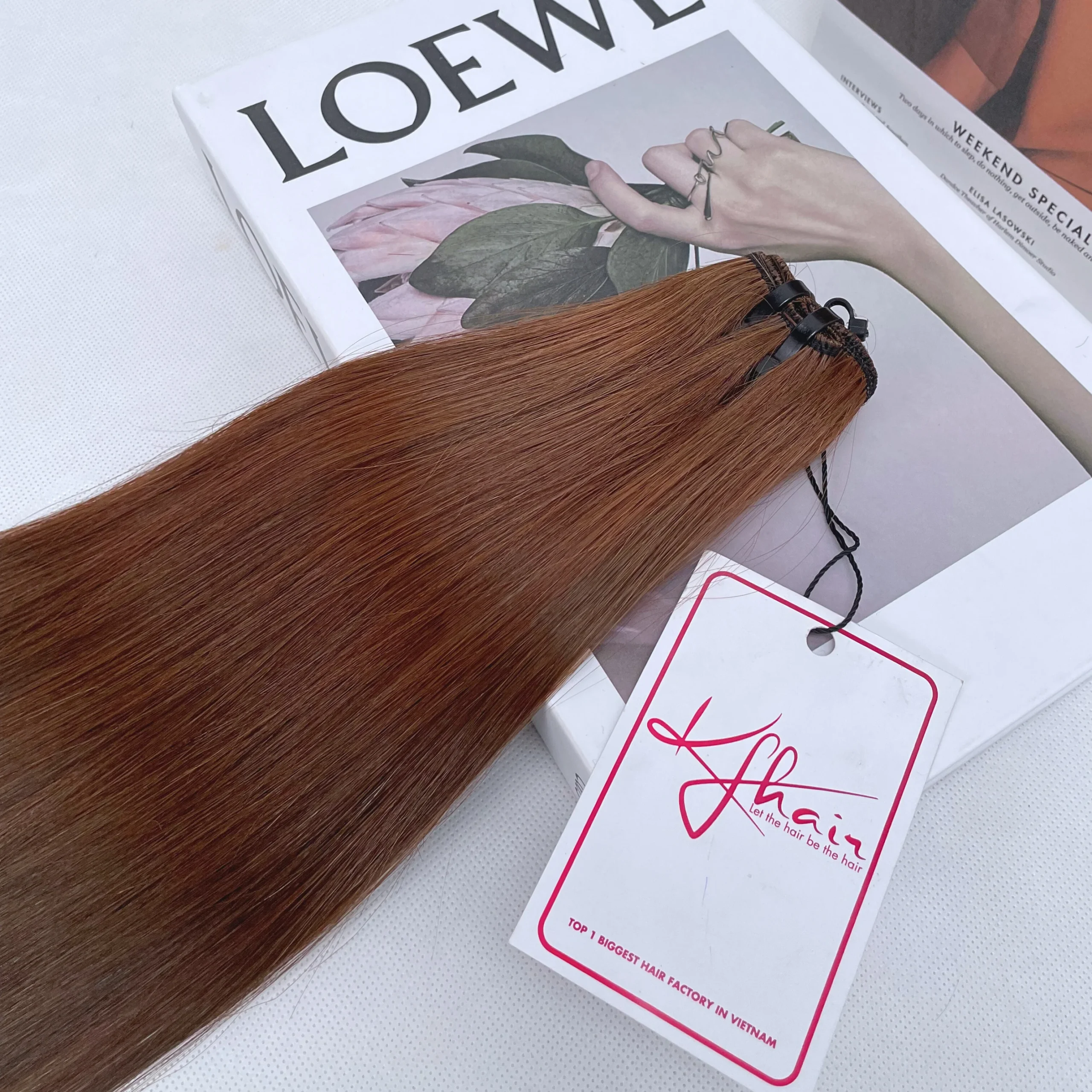 Chocolate Brown Color Bone Straight Remy Human Hair Weft KF02