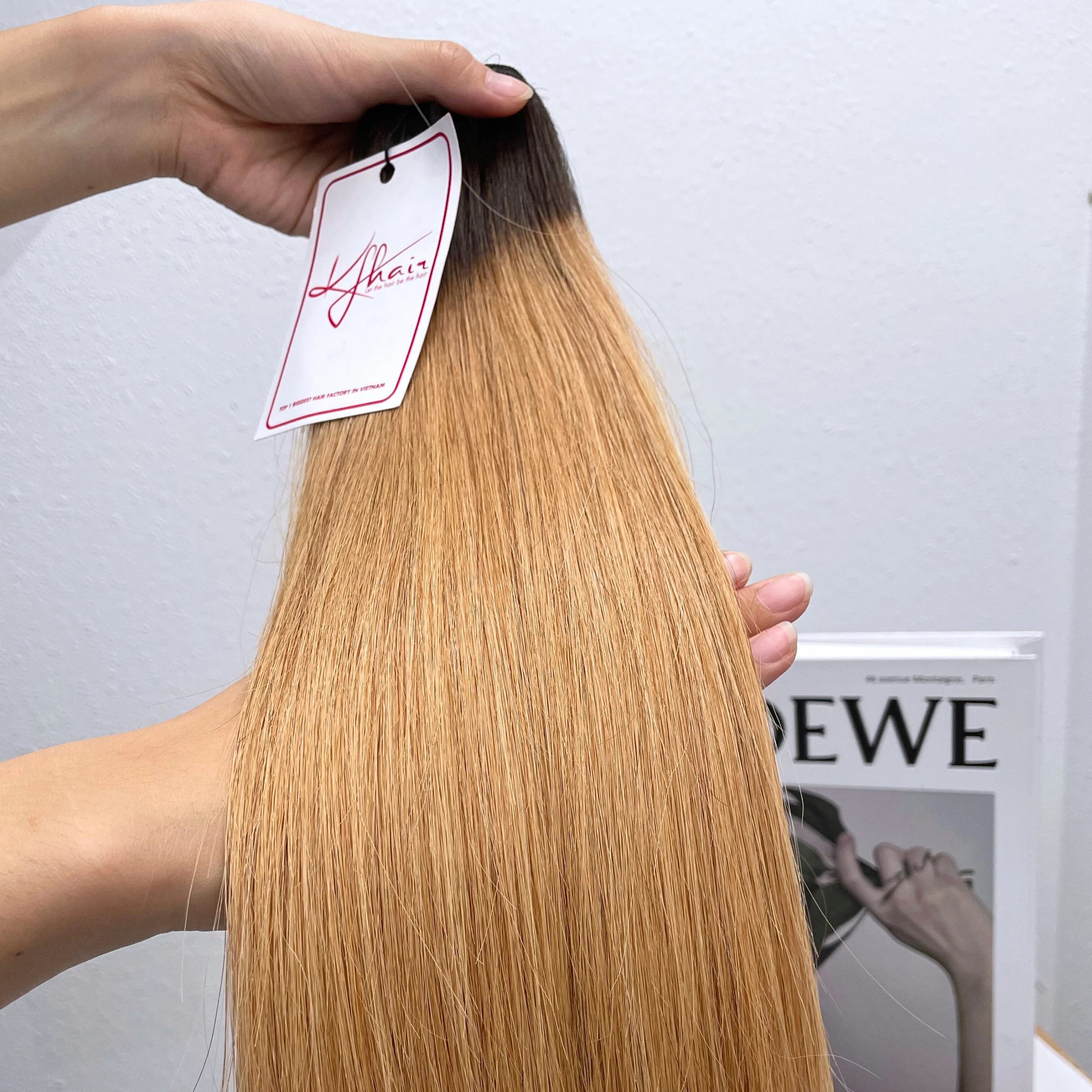 Ombre Brown Gold Color Bone Straight Remy Human Hair Weft KF29 - Image 5