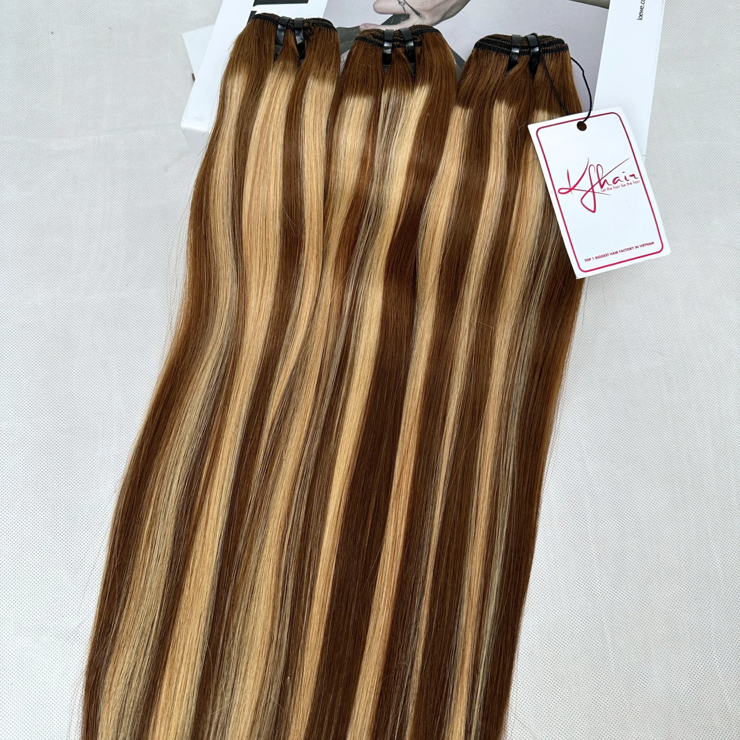 Dark Piano Brown Color Bone Straight Remy Human Hair Weft KF31 - Image 5