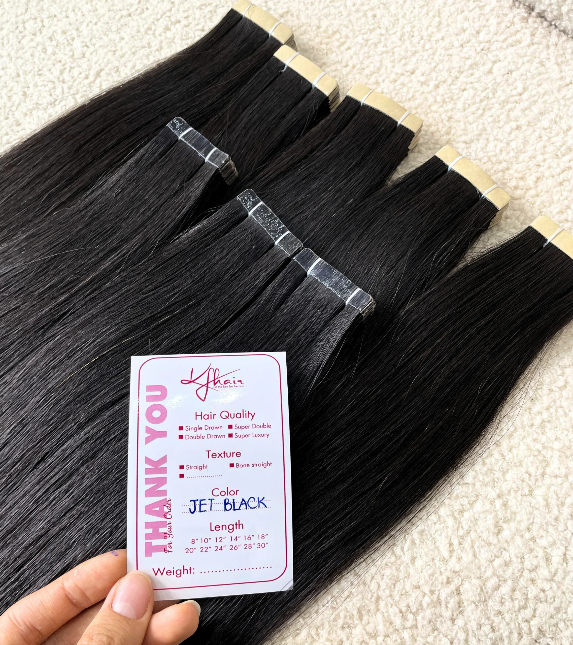 Jet Black Color Straight Normal Tape In Hair Extensions