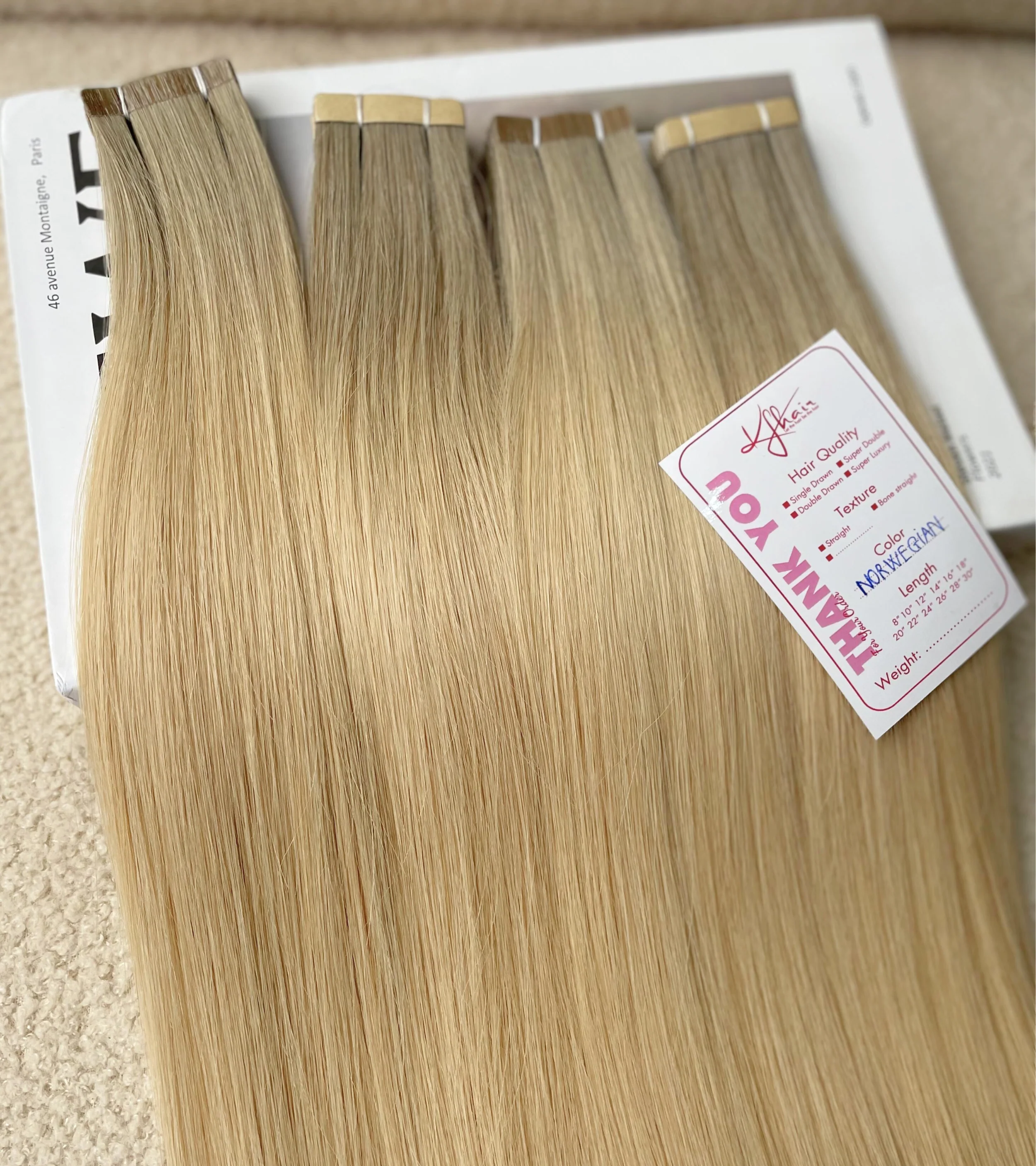 Norwegian Color Straight Normal Tape In Hair Extensions - Image 4