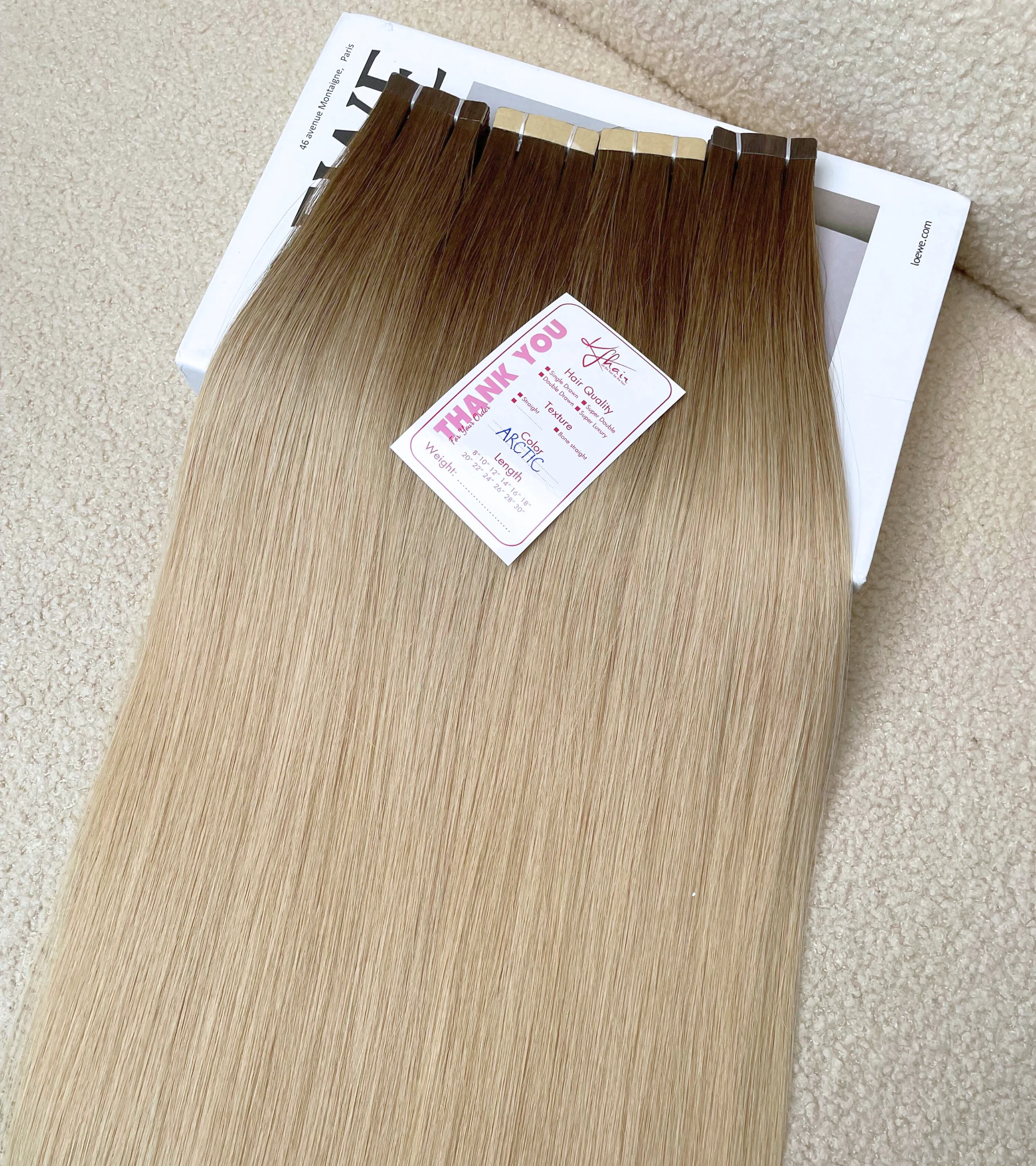 Arctic Color Straight Normal Tape In Hair Extensions - Image 5