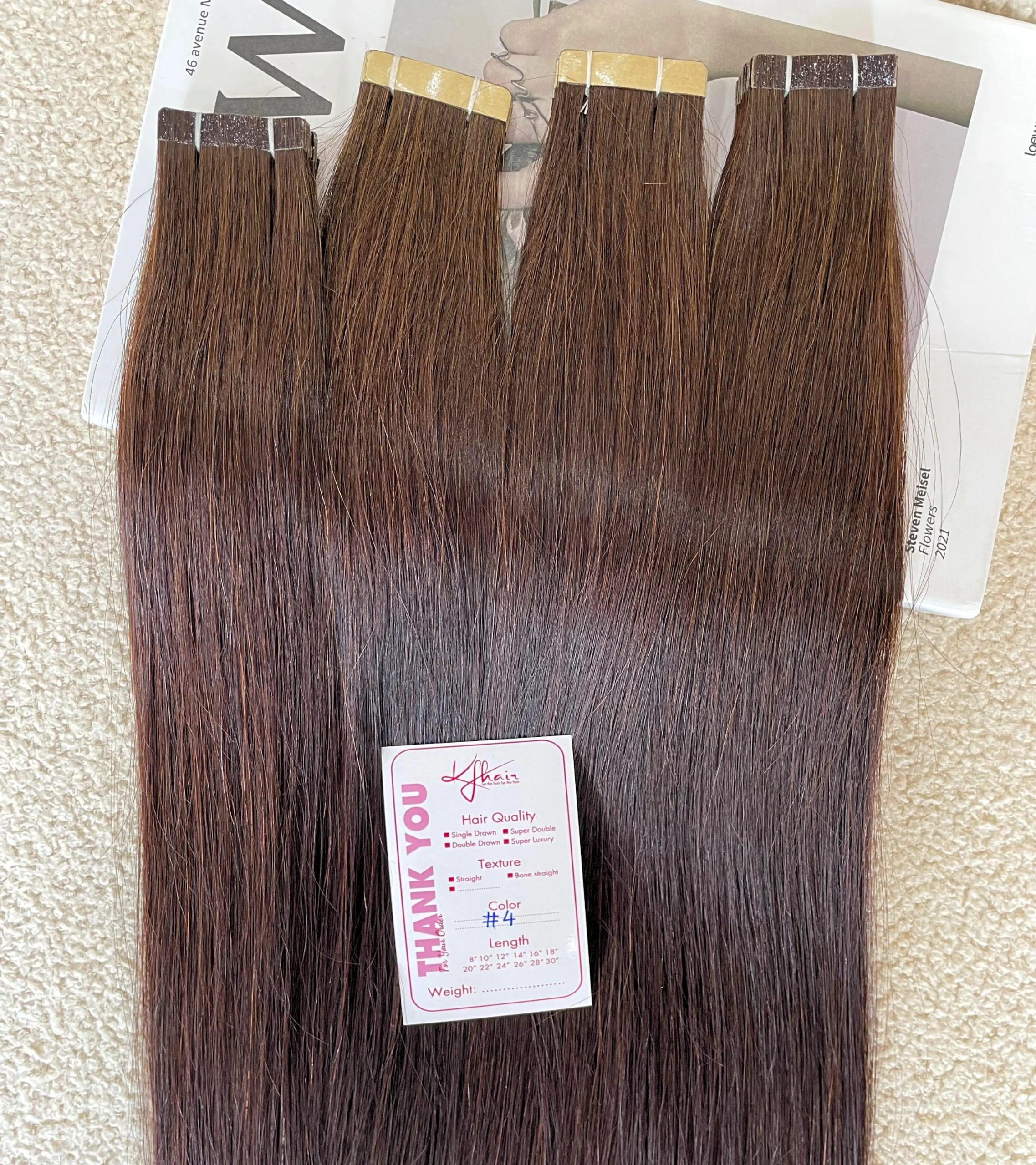 #4 Color Straight Normal Tape In Hair Extensions - Image 2