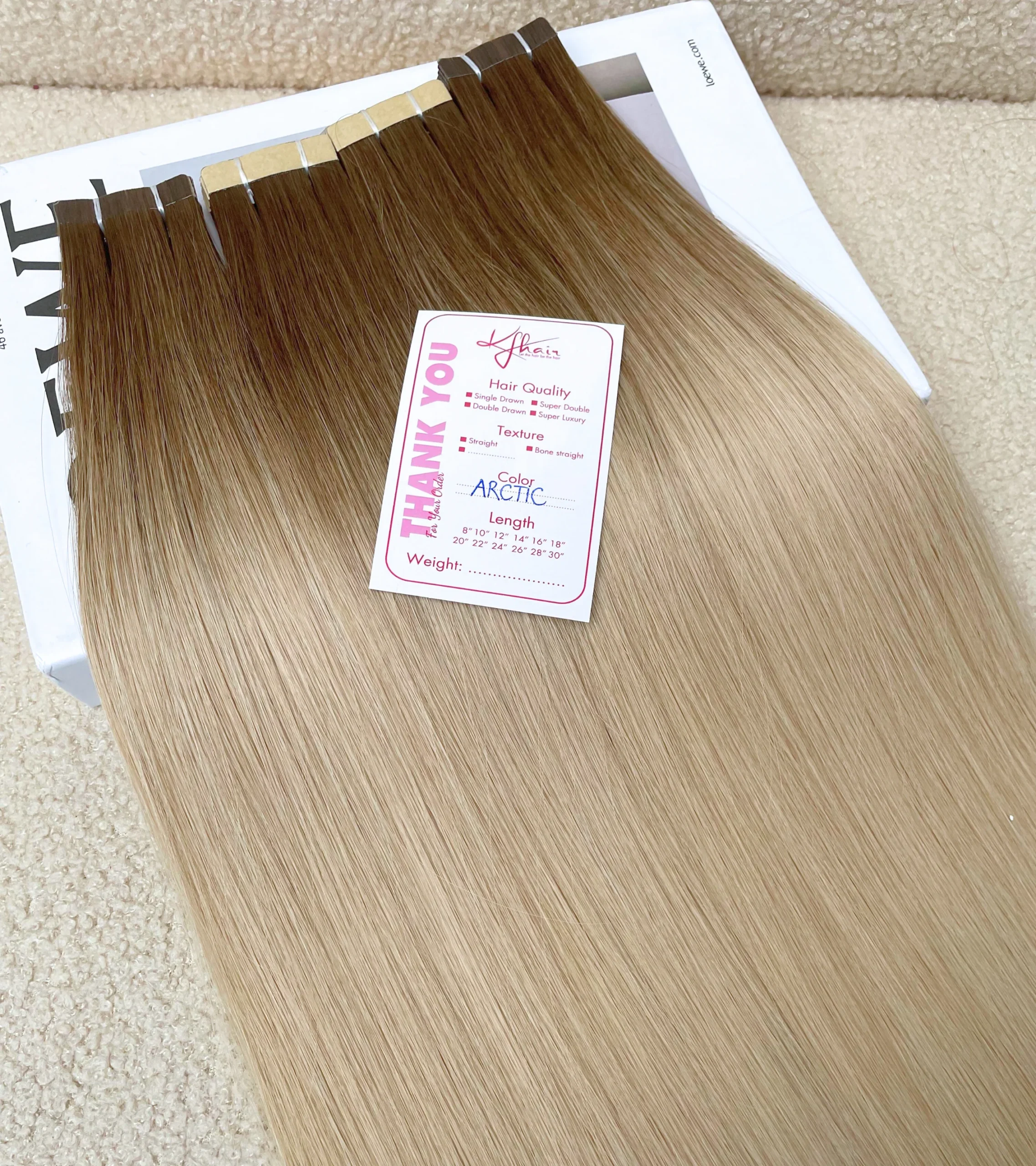 Arctic Color Straight Normal Tape In Hair Extensions