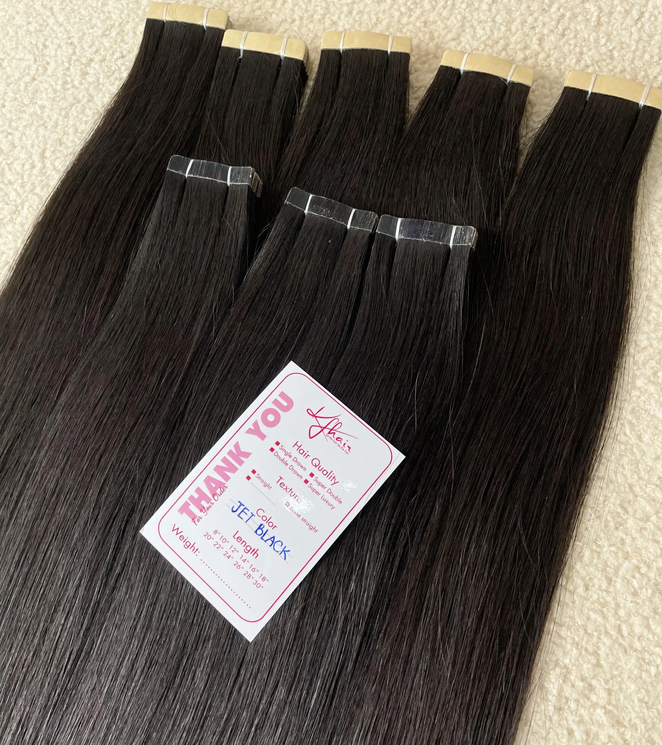 Jet Black Color Straight Normal Tape In Hair Extensions - Image 4