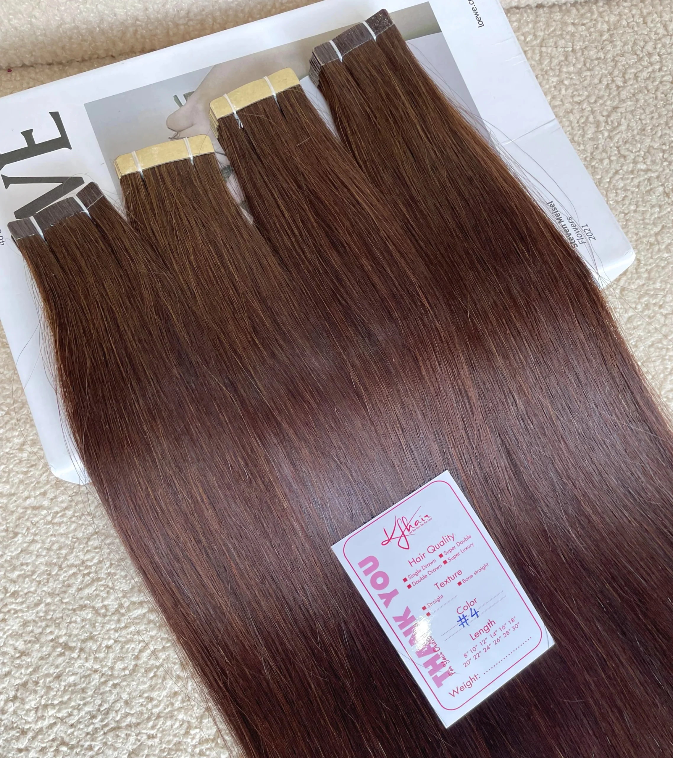 #4 Color Straight Normal Tape In Hair Extensions