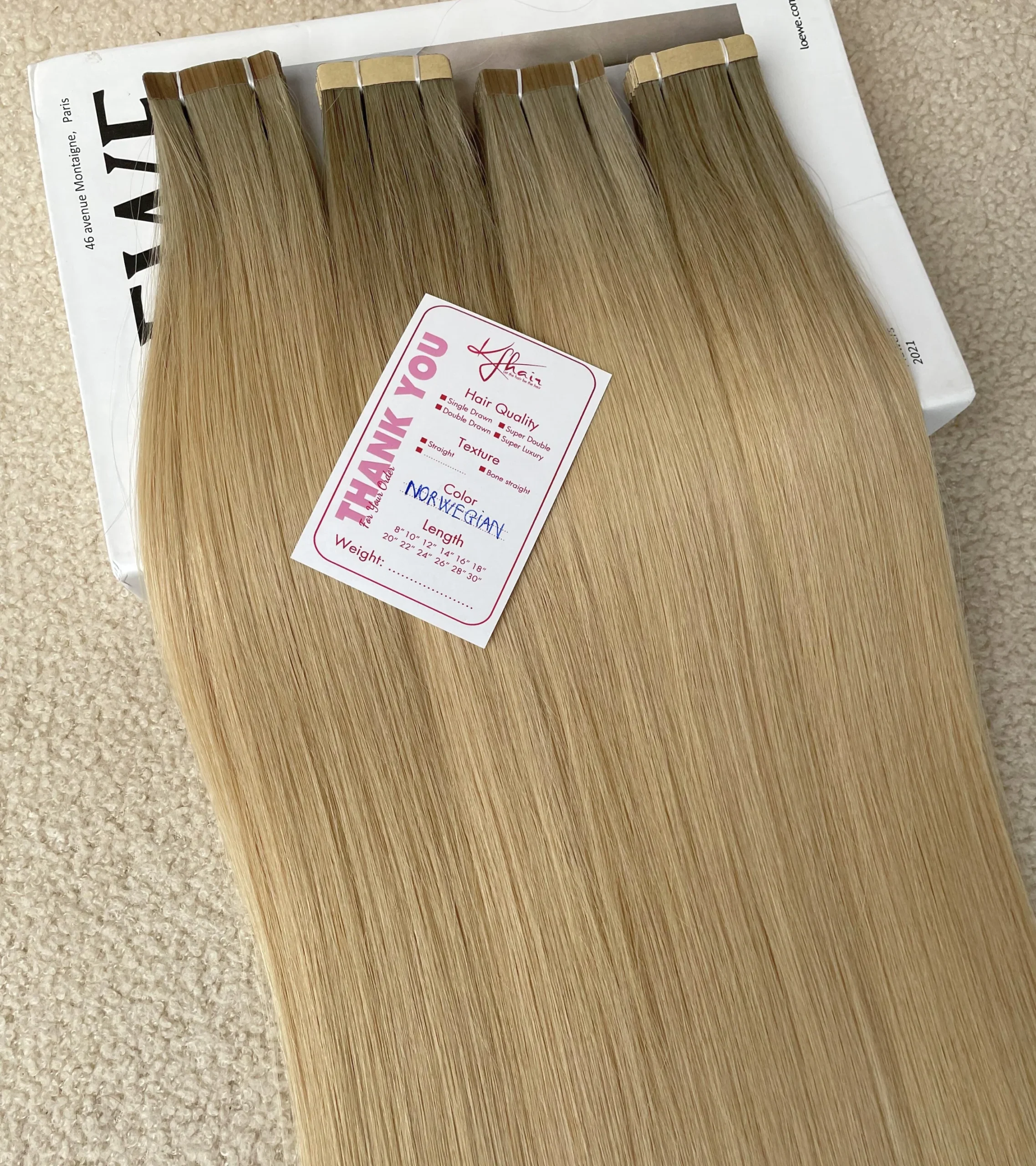 Norwegian Color Straight Normal Tape In Hair Extensions