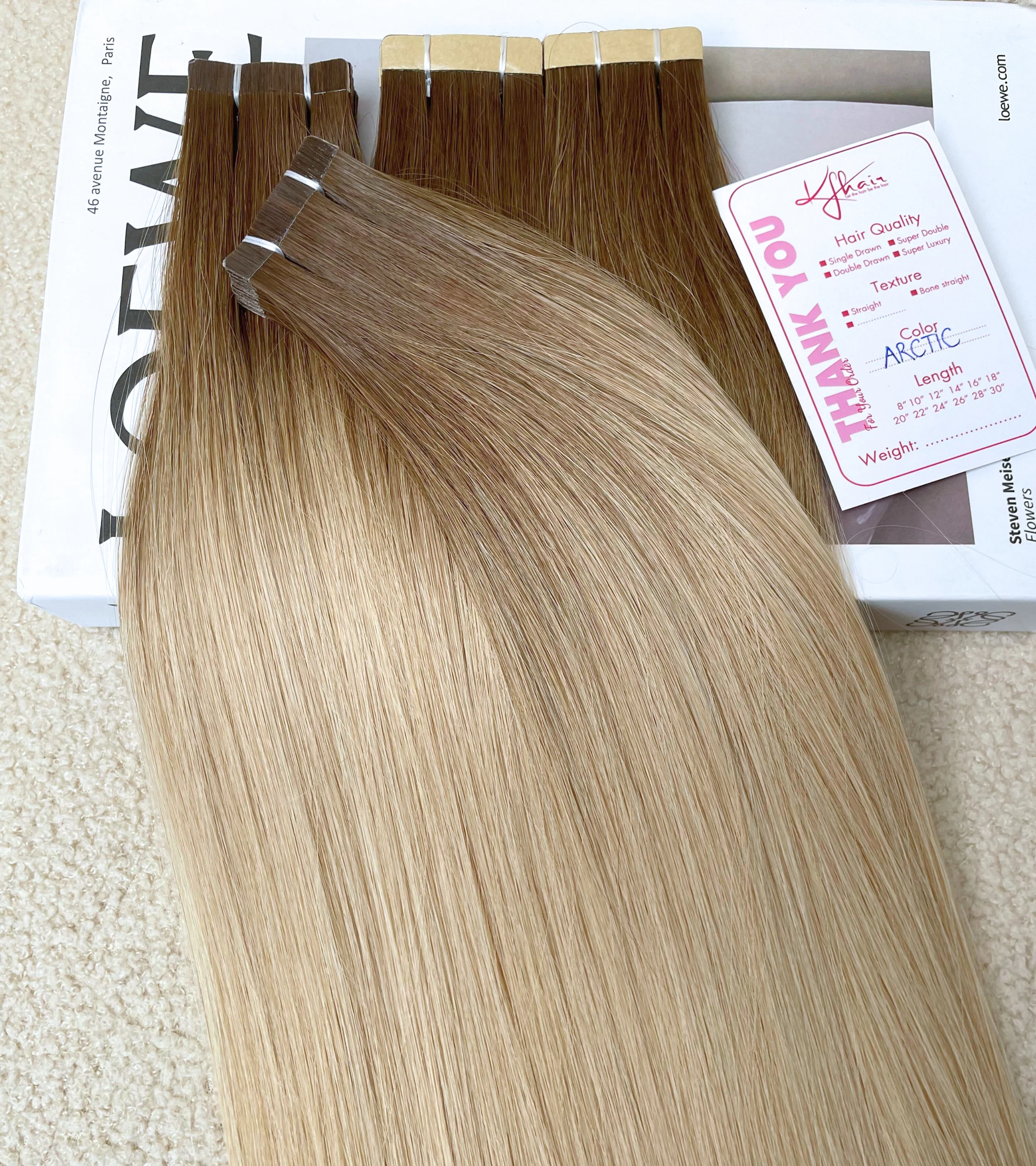 Arctic Color Straight Normal Tape In Hair Extensions - Image 4
