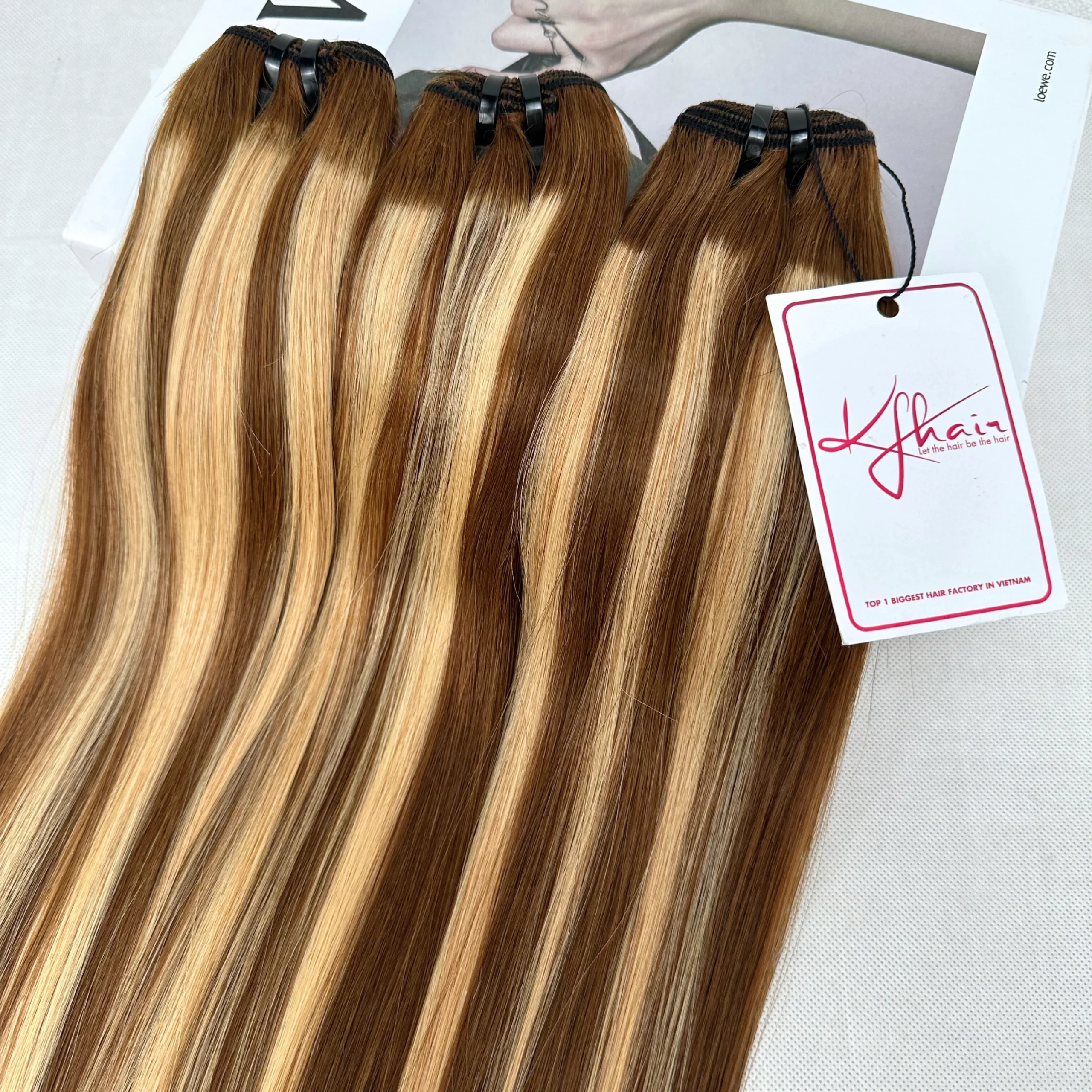 Dark Piano Brown Color Bone Straight Remy Human Hair Weft KF31 - Image 4