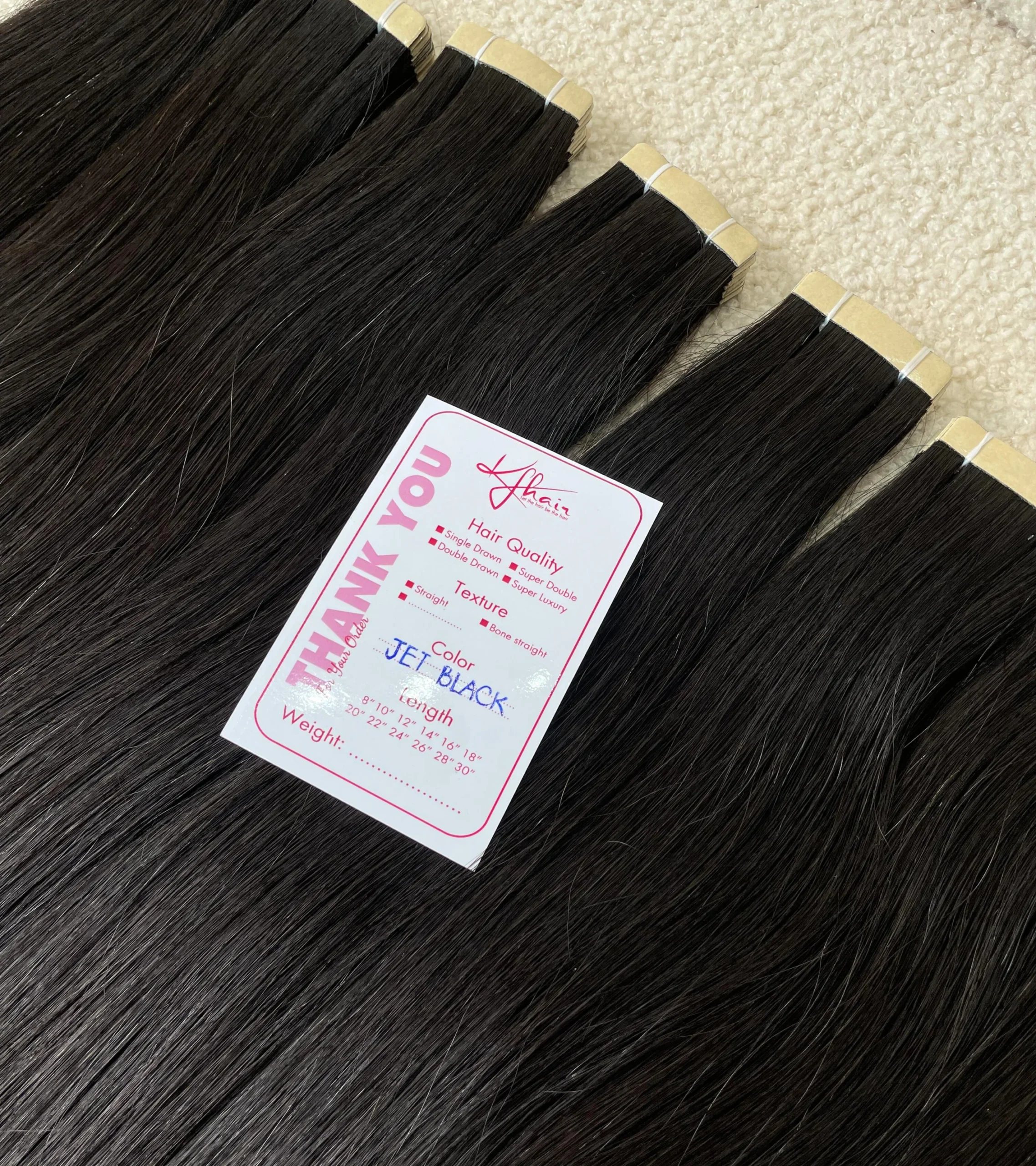 Jet Black Color Straight Normal Tape In Hair Extensions - Image 2