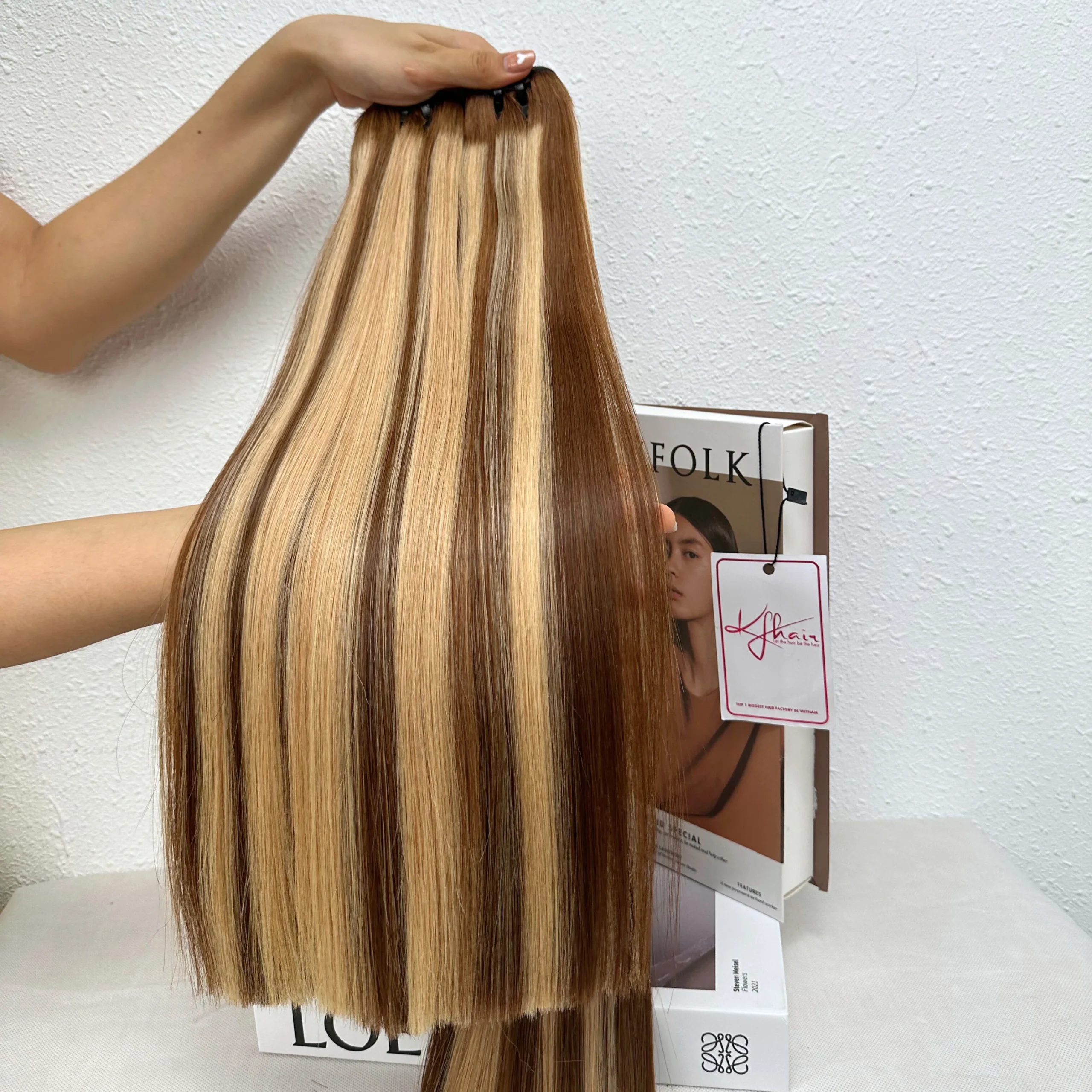 Dark Piano Brown Color Bone Straight Remy Human Hair Weft KF31 - Image 3