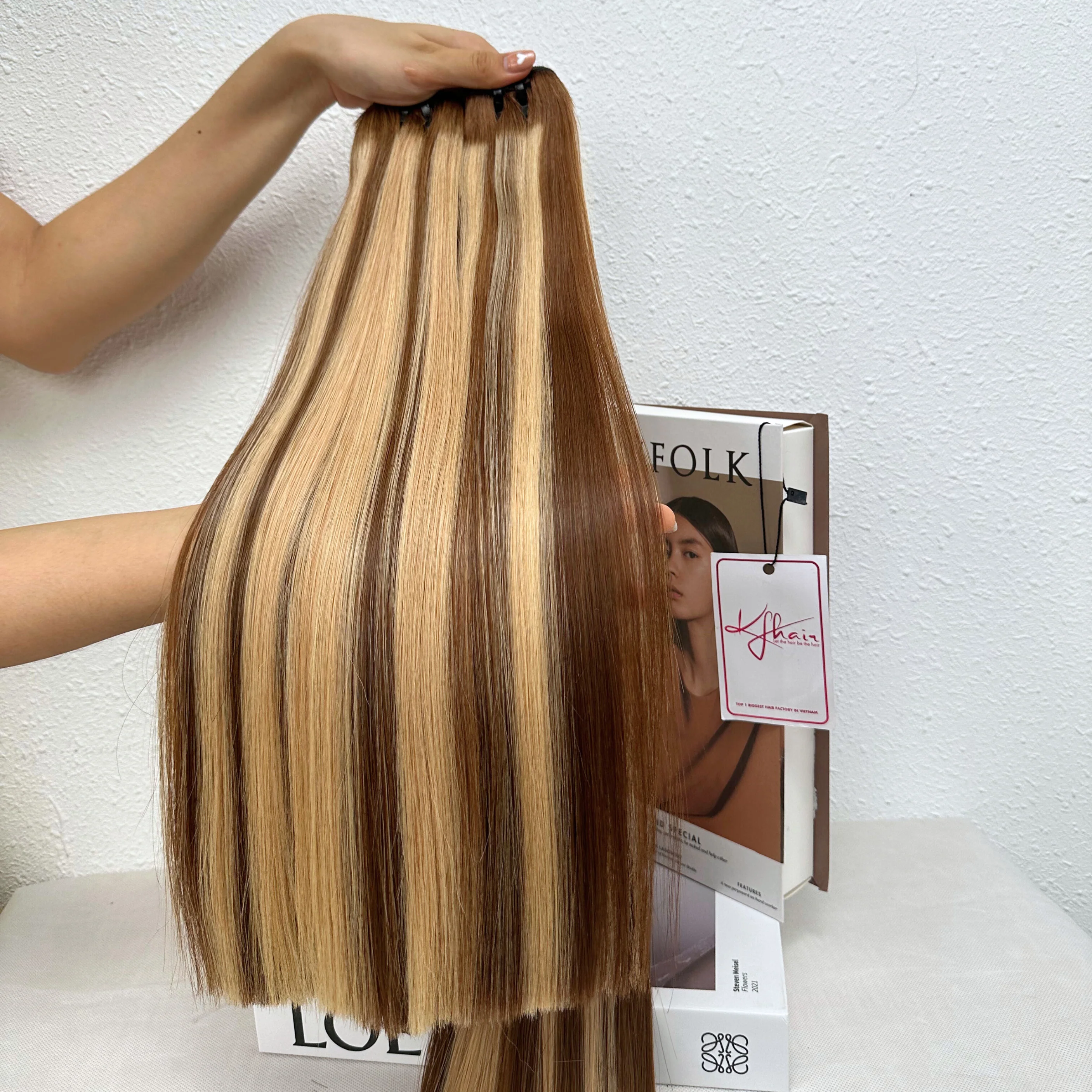 Dark Piano Brown Color Bone Straight Remy Human Hair Weft KF31 - Image 3