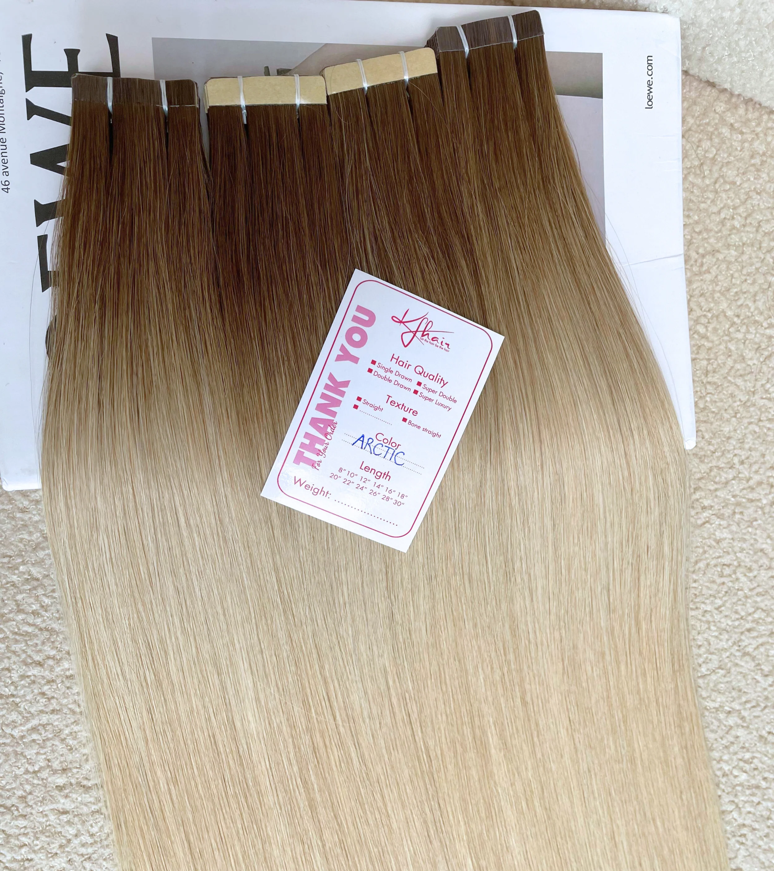 Arctic Color Straight Normal Tape In Hair Extensions - Image 3