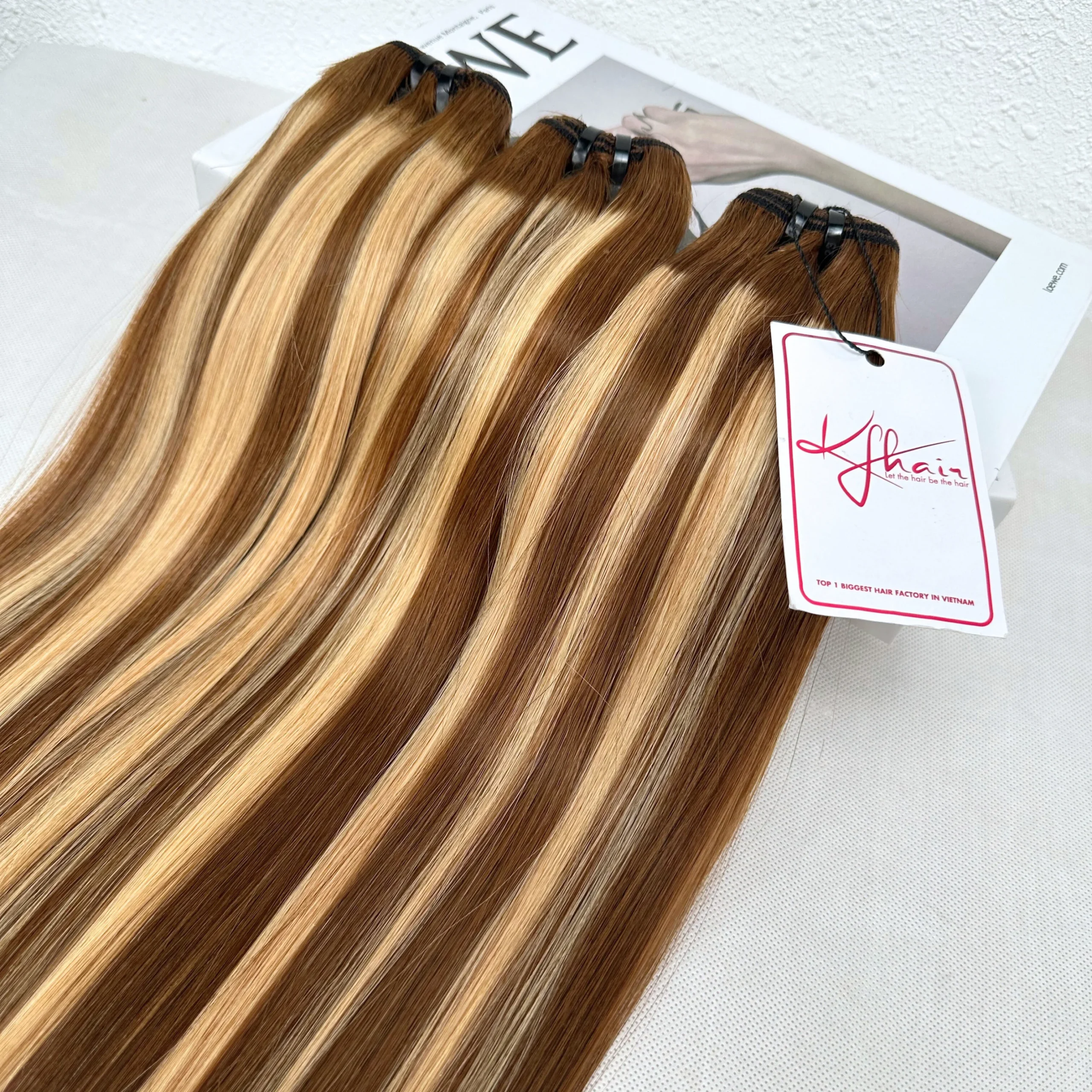 Dark Piano Brown Color Bone Straight Remy Human Hair Weft KF31 - Image 2