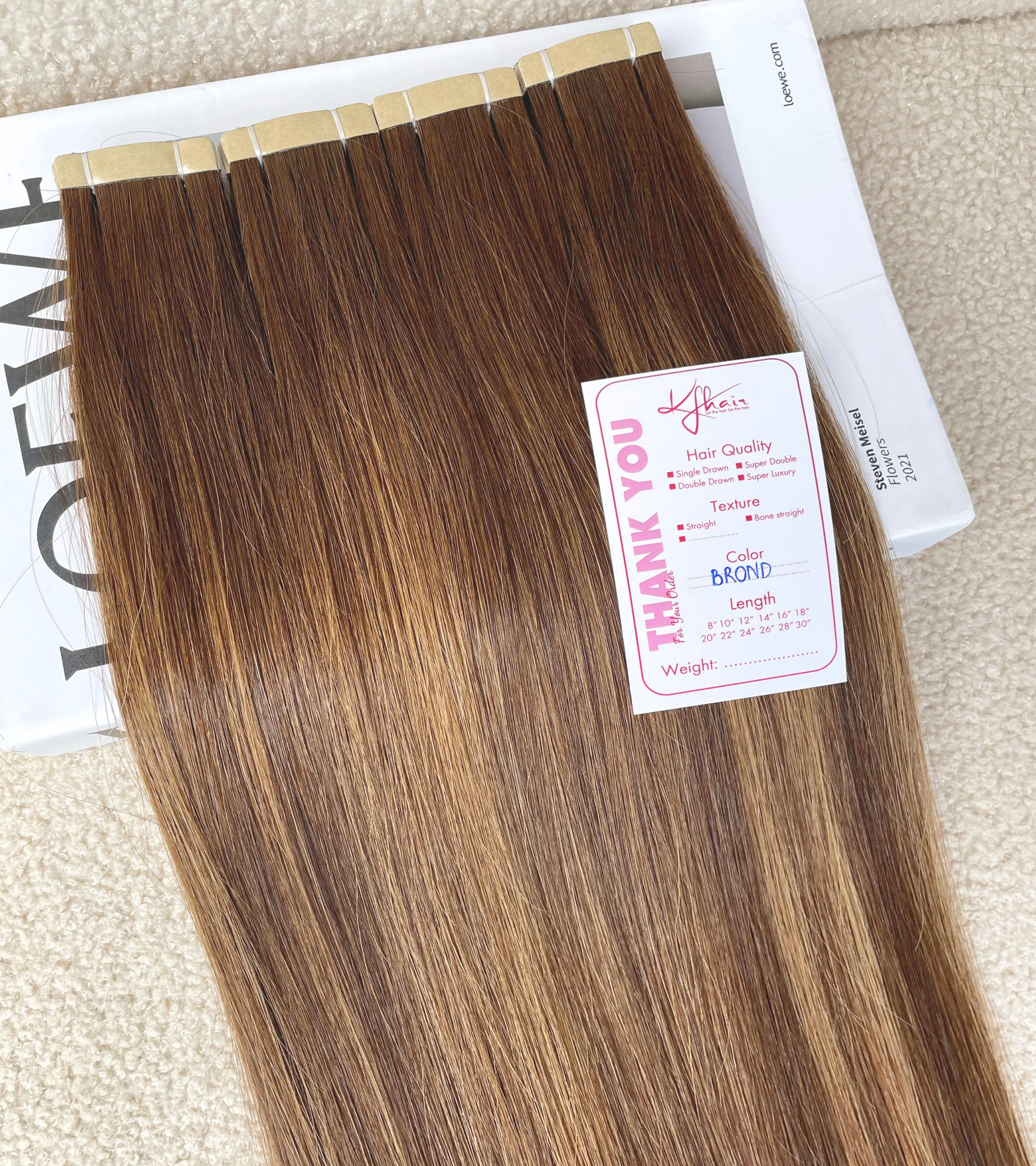 Brond Color Straight Normal Tape In Hair Extensions - Image 4