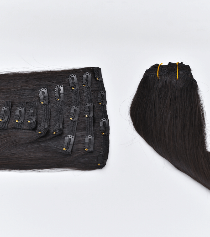 Natural Black Color Straight Clip In Hair Extensions 7pcs/120g - Image 5