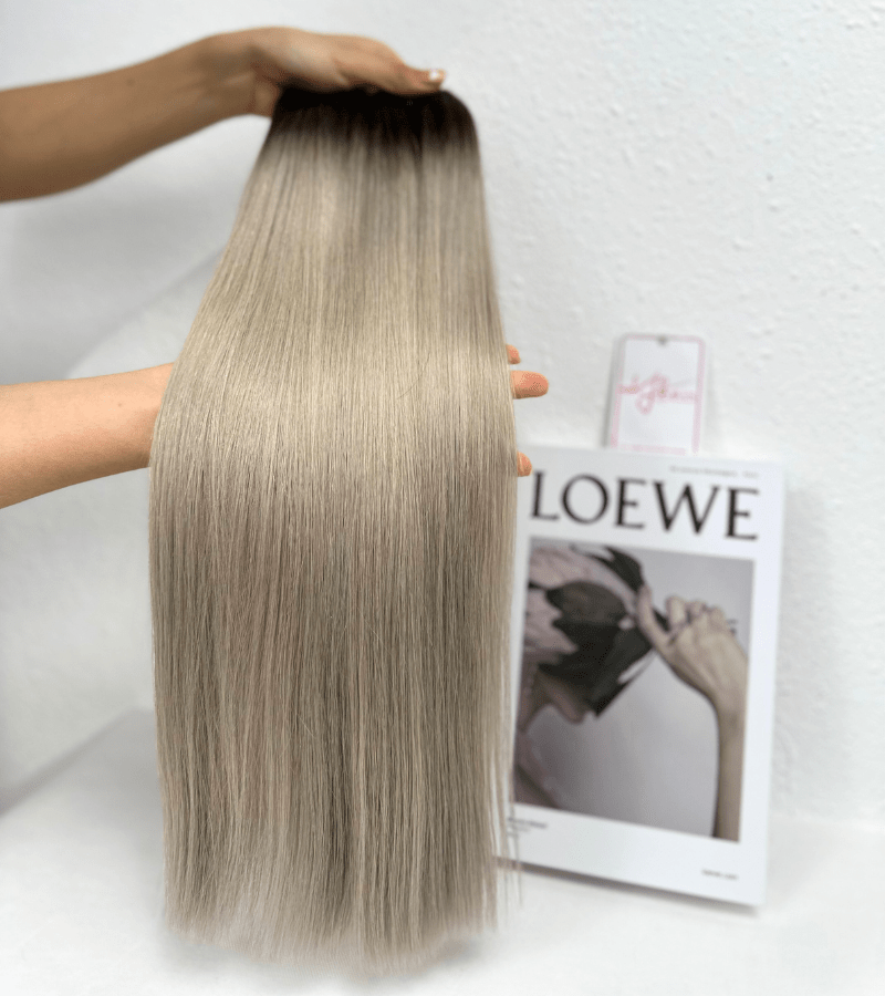 Ombre Black Grey Color Bone Straight Remy Human Hair Weft KF33 - Image 5