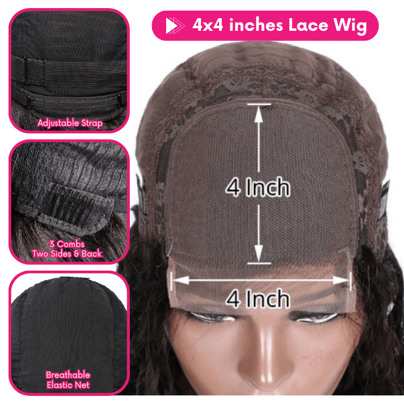 Lace Closure 4x4 inches Bone Straight KF01 Color Wig - Image 7