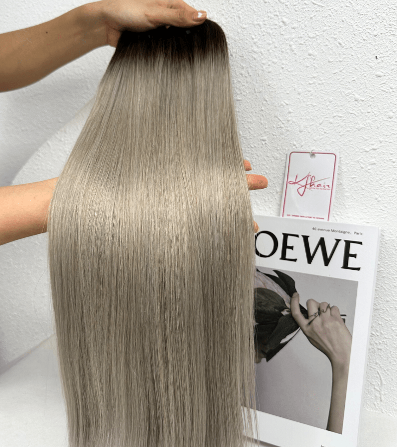 Ombre Black Grey Color Bone Straight Remy Human Hair Weft KF33 - Image 6