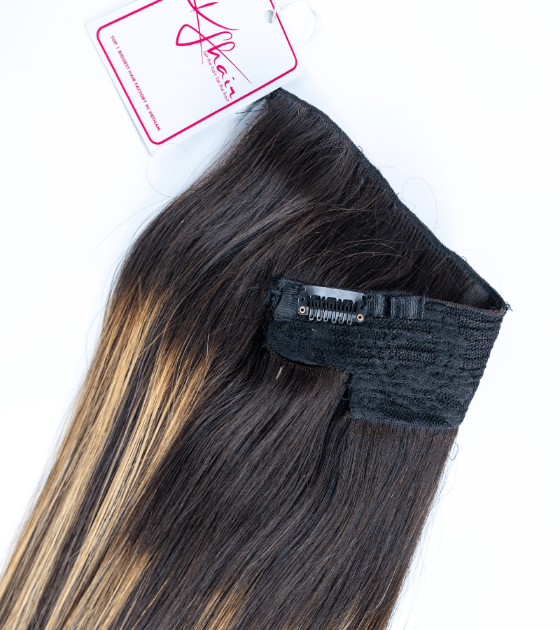 Piano Color Straight Halo Hair Extensions - Image 3