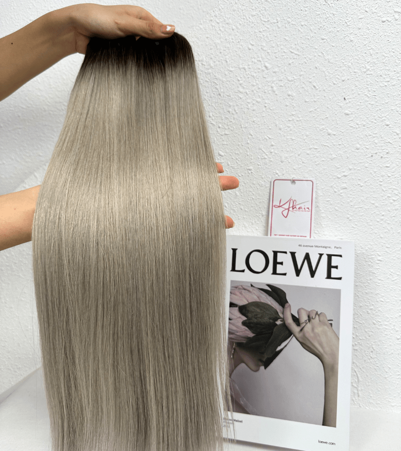 Ombre Black Grey Color Bone Straight Remy Human Hair Weft KF33 - Image 7