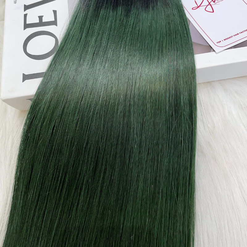 Ombre Green Color Bone Straight Remy Human Hair Weft KF21 - Image 6