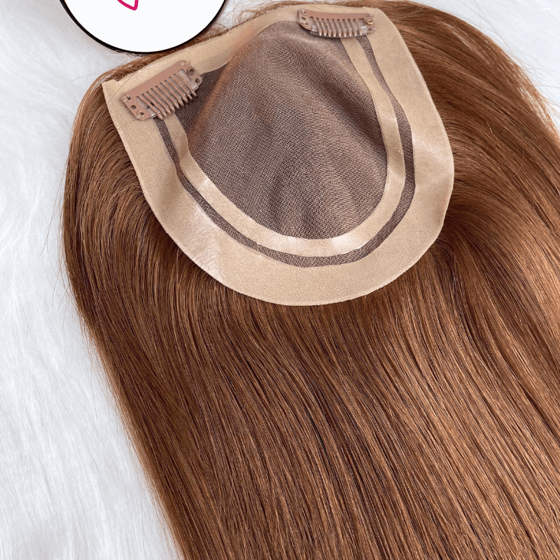 5x5 Inches Mono With PU Coated #6 Color 130% density Hair Topper - Image 5