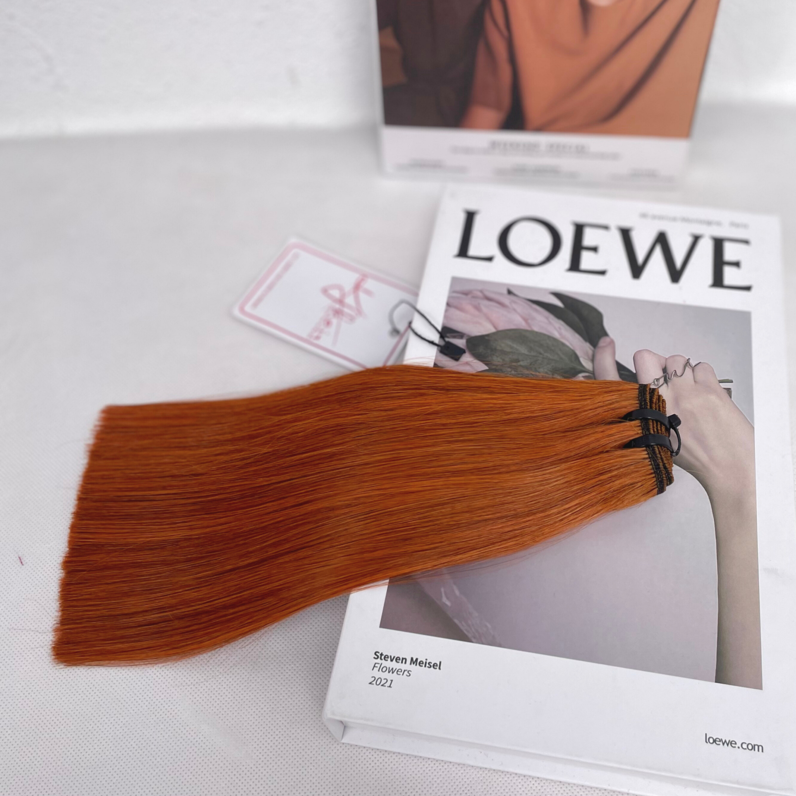 Orange Color Bone Straight Remy Human Hair Weft KF04 - Image 3