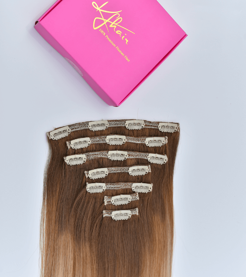 Ash Blonde Mix Platinum Blonde Ombre Color Straight Clip in Hair Extensions 7pcs/120g - Image 4