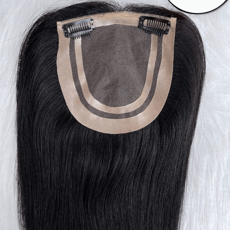 5x5 Inches Mono With PU Coated #1 Color 130% density Hair Topper - Image 6