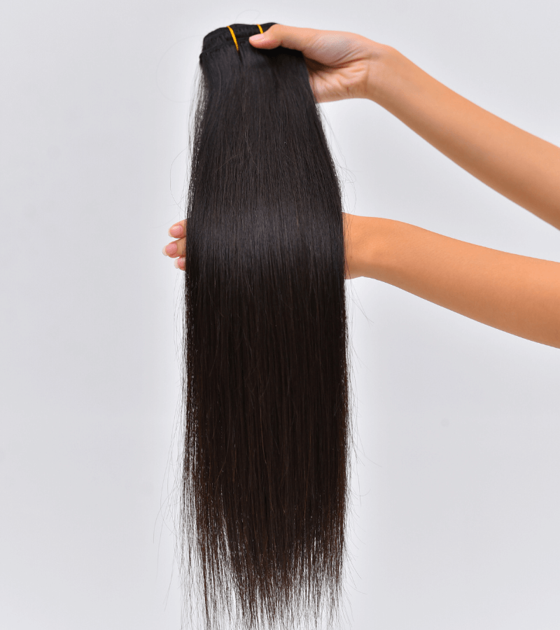 Natural Black Color Straight Clip In Hair Extensions 7pcs/120g - Image 7