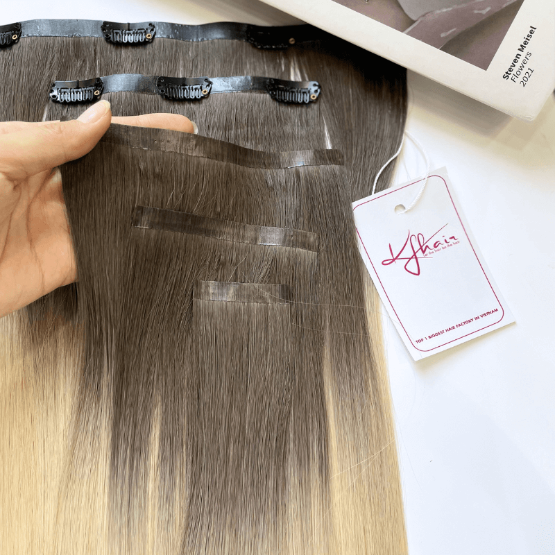 #AB Color Straight Seamless Clip In Hair Extensions - Image 6