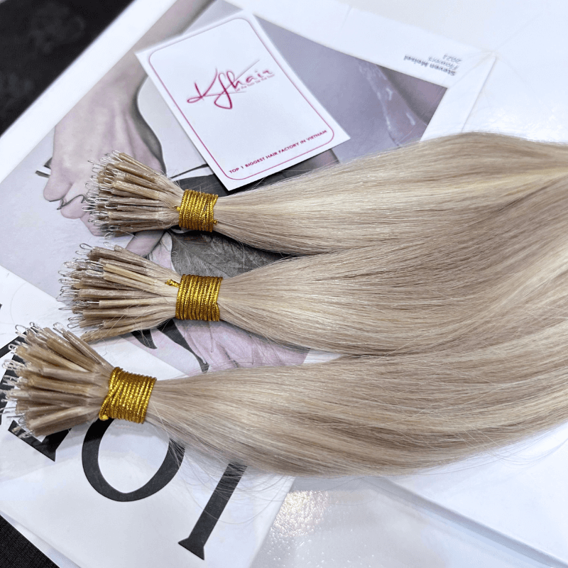 Viking Blonde Color Straight Nano Ring Hair Extensions - Image 4