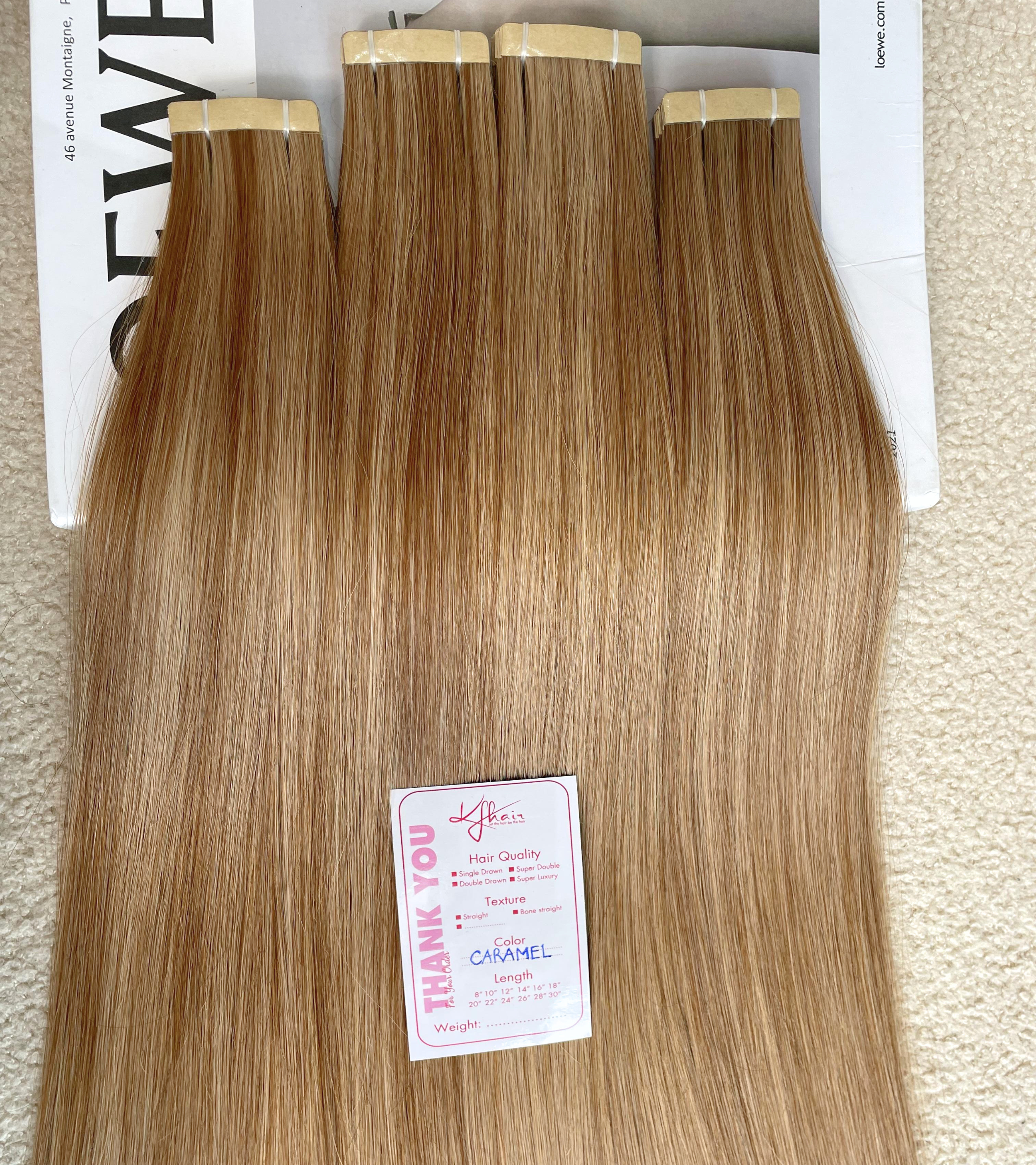 Caramel Color Straight Normal Tape In Hair Extensions - Image 4