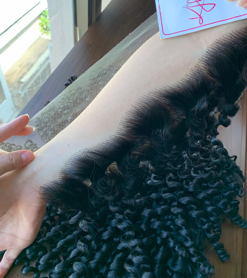 Natural Black Color Deep Curly Remy Human Hair Weft KF39 - Image 5