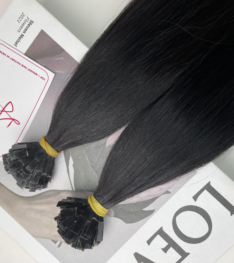 Natural Color Straight Flat Tip Hair Extensions - Image 3