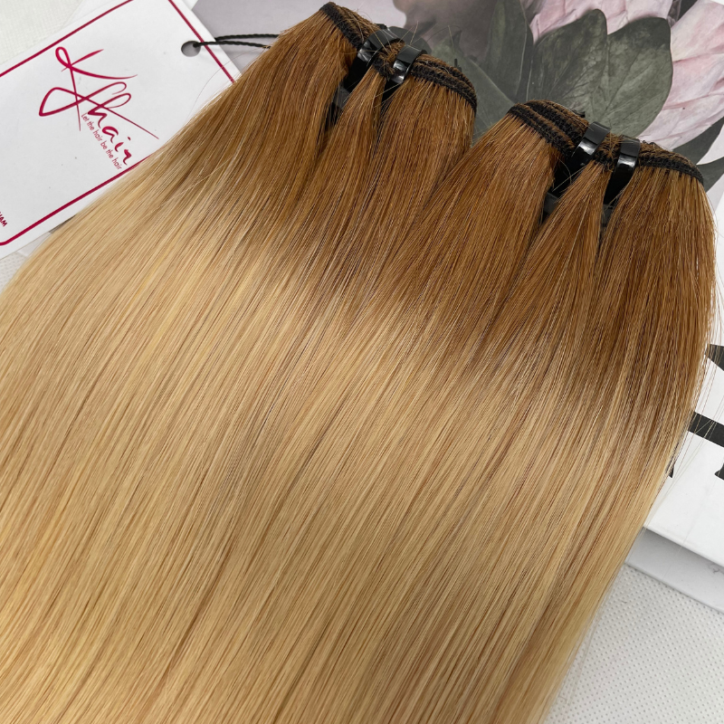 Ombre Light Brown Blonde Color Bone Straight Remy Human Hair Weft KF26 - Image 3
