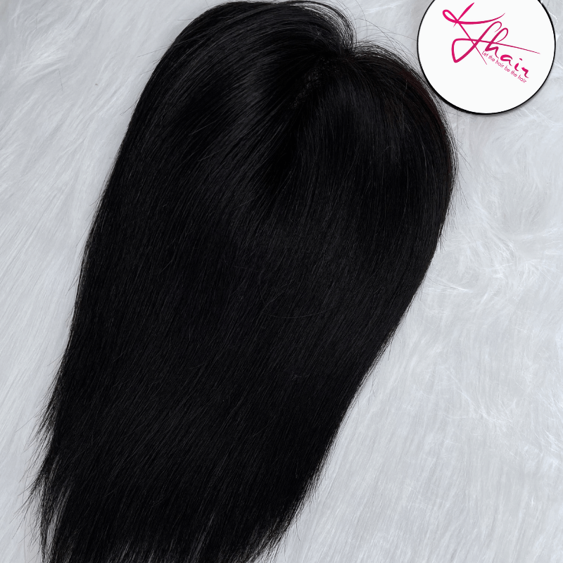5x5 Inches Mono With PU Coated #1 Color 130% density Hair Topper - Image 5