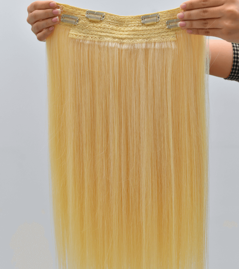 Lightest Blonde #60 Color Straight Halo Hair Extensions 16 Inch #60 100G - Image 7
