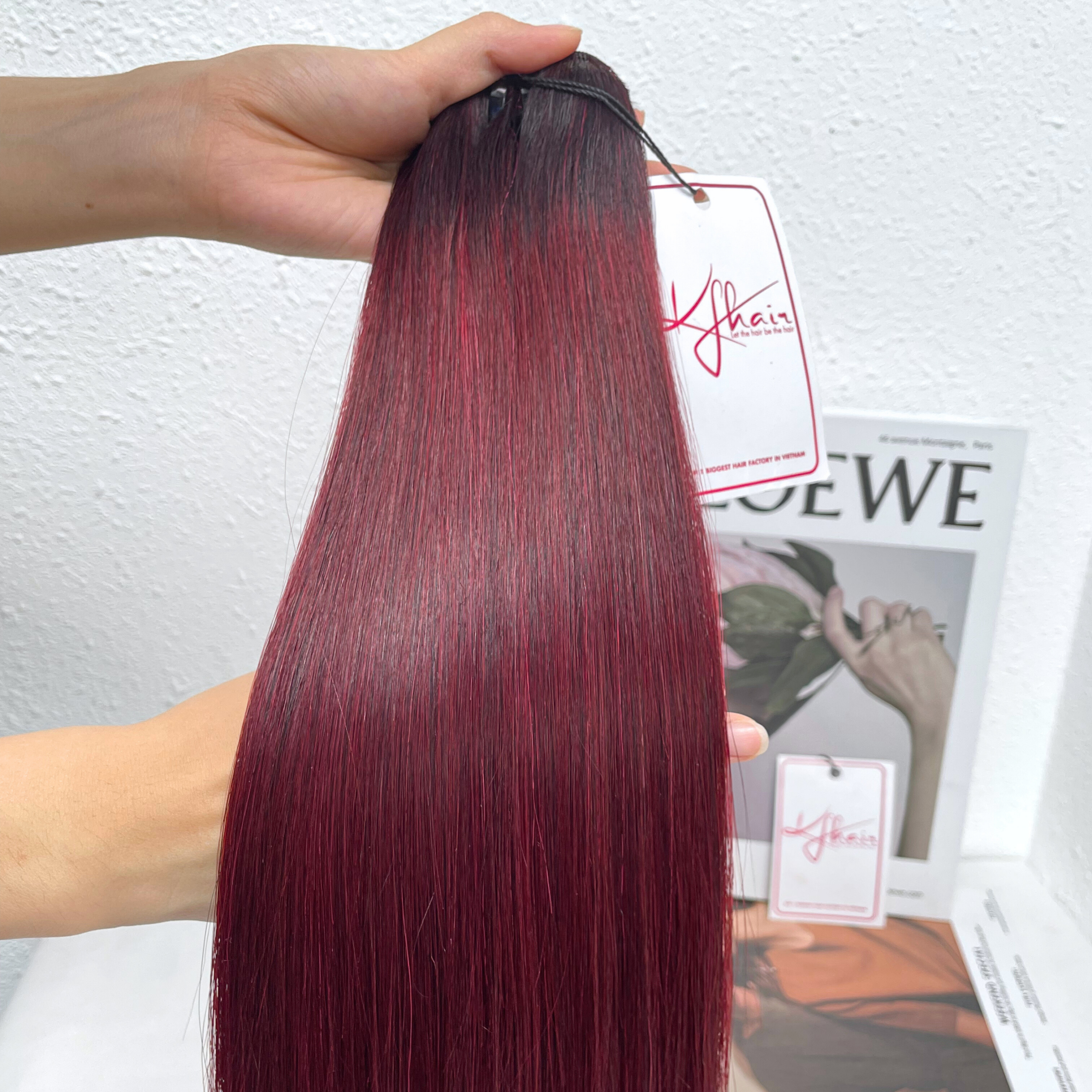 Ombre Burgundy Color Bone Straight Remy Human Hair Weft KF11 - Image 2