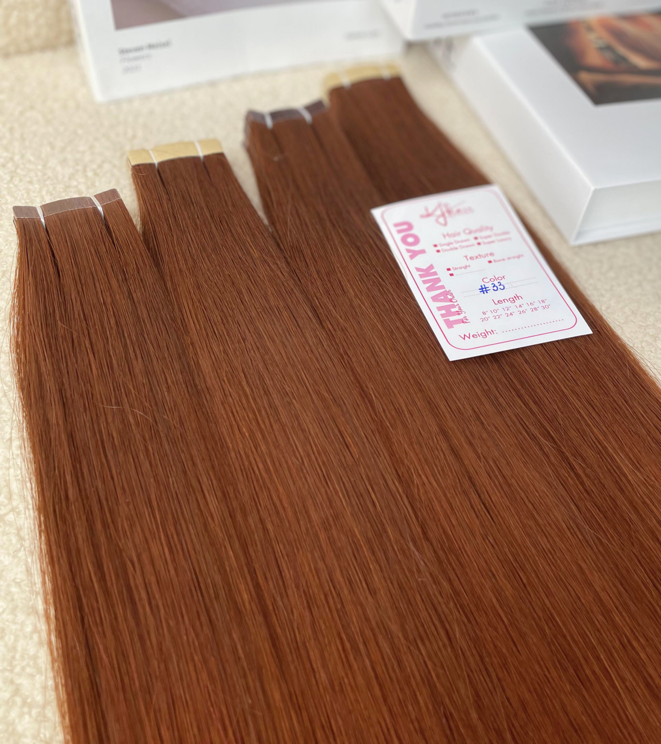 #33 Color Straight Normal Tape In Hair Extensions - Image 3