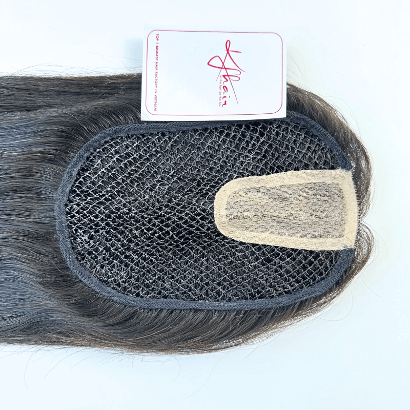 6x8 Inches Fish Net With Silk 2x4 Inches #1B color Hair Topper - Image 3
