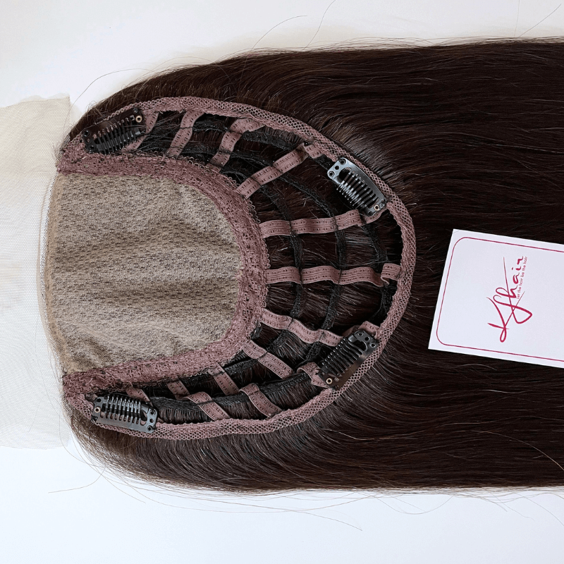 7x8 Inches With 4x4 Inches Silk Weft #2 Color Hair Topper - Imagen 3