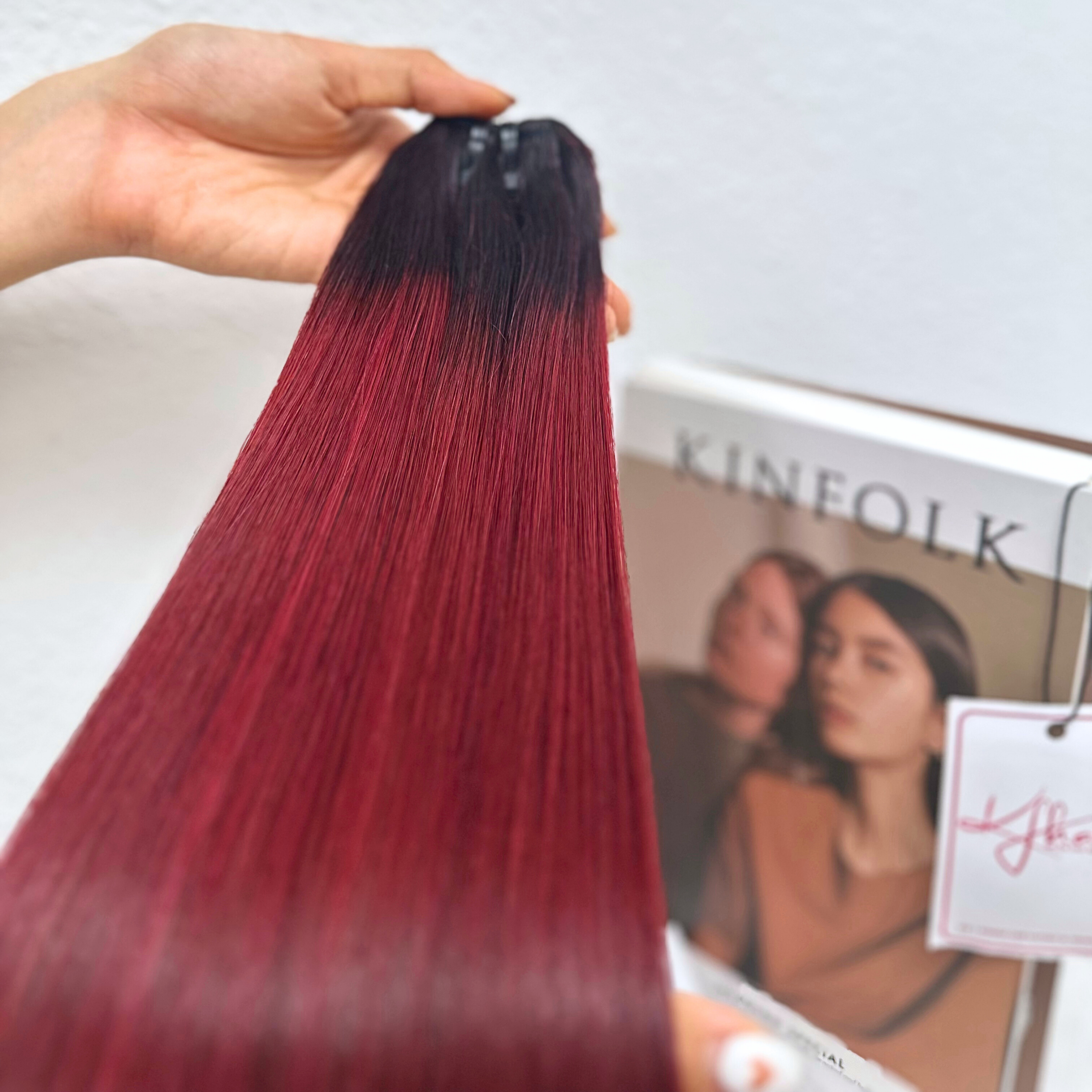 Ombre Wine Color Bone Straight Remy Human Hair Weft KF16 - Image 2