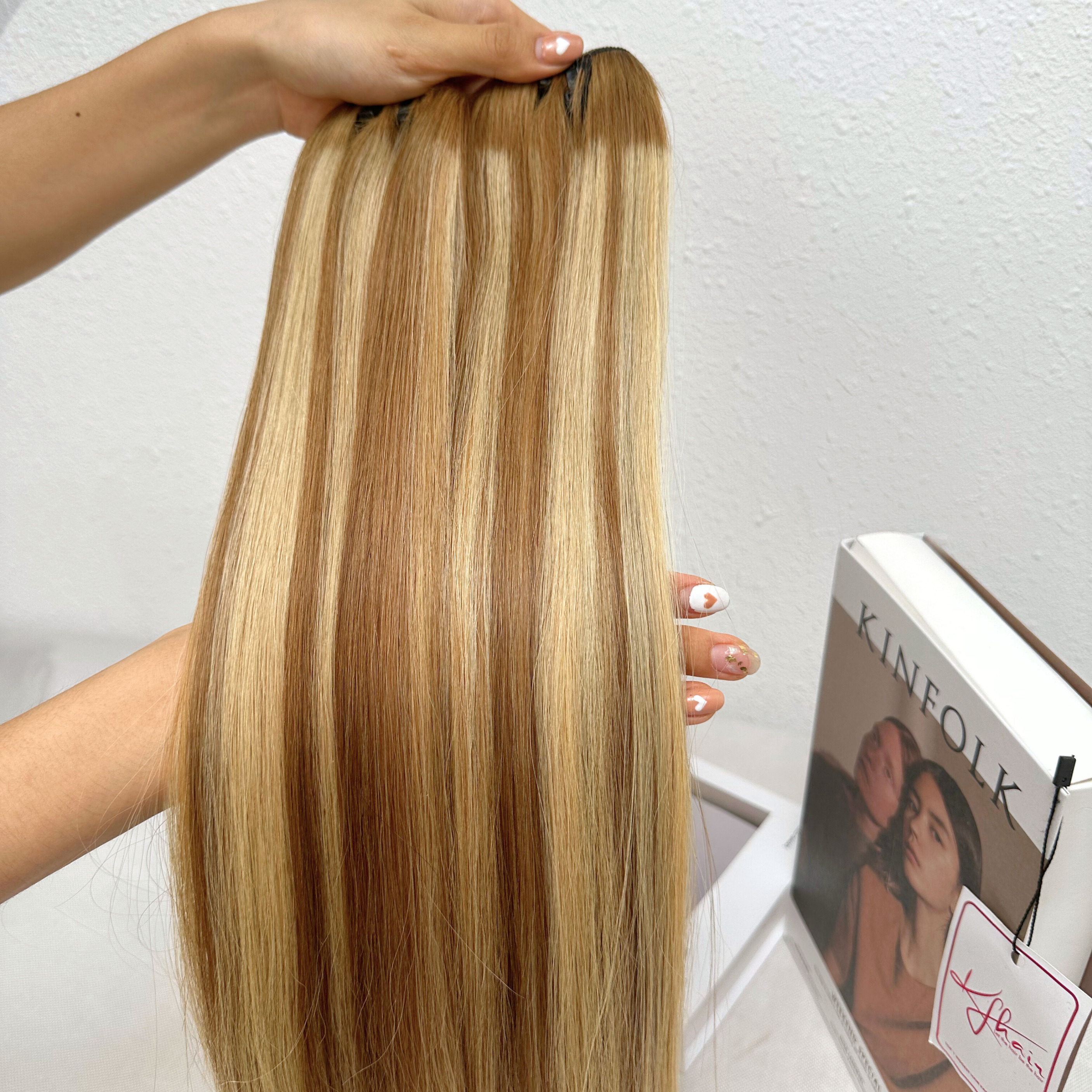 Light Piano Brown Blonde Color Bone Straight Remy Human Hair Weft KF32 - Image 3