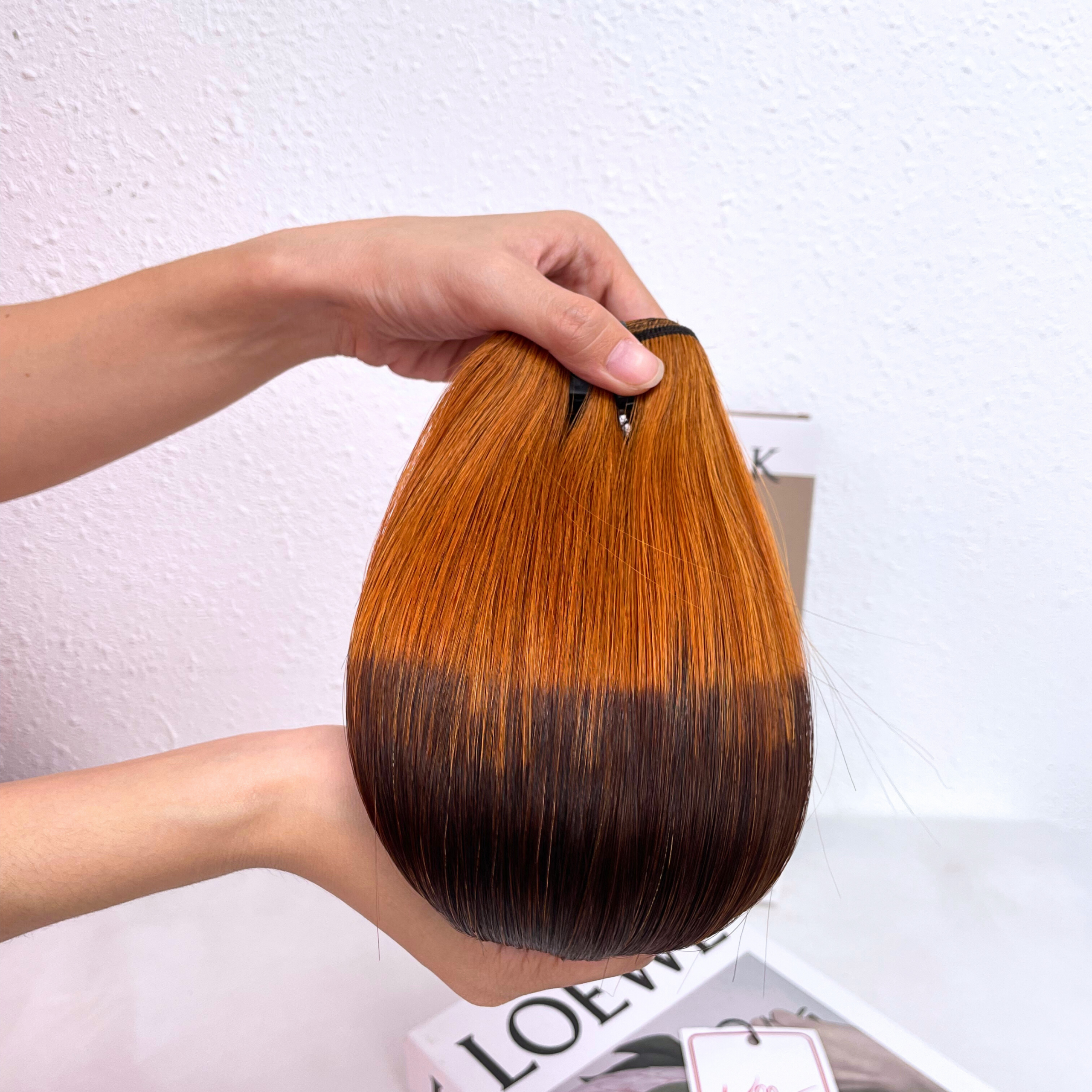 Ombre Orange Brown Color Bone Straight Remy Human Hair Weft KF15 - Image 6
