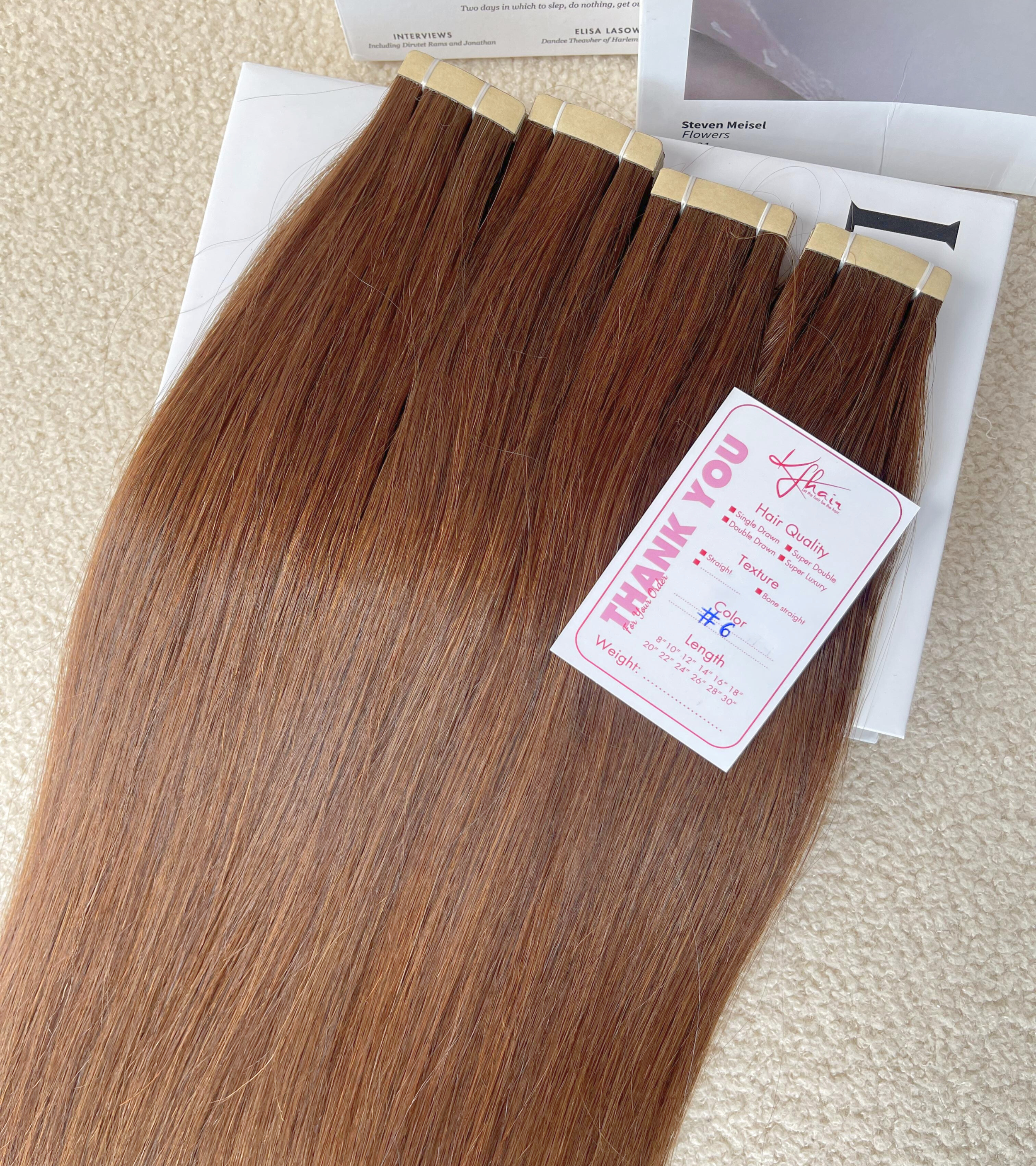 #6 Color Straight Normal Tape In Hair Extensions – Bild 3